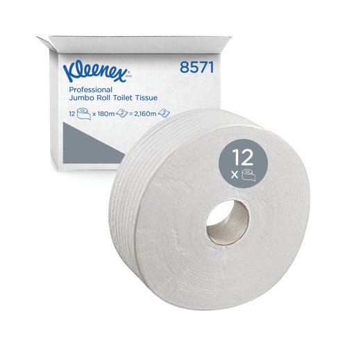 Kleenex 2-Ply Jumbo Toilet Roll White (Pack of 12) 8751