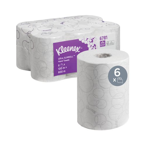 Kleenex Ultra Slimroll Hand Towel Roll White 100m Pack Of 6 6781