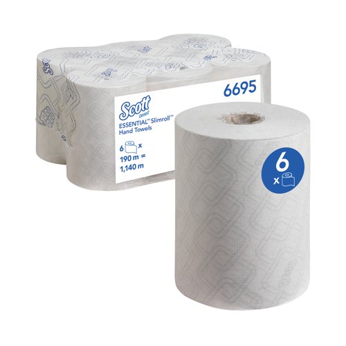 Scott Essential Slimroll Hand Towel Roll White 190m (6 Pack) 6695