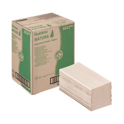 Hostess Natura Hand Towels 1Ply Interfold Natural (12 Pack) 6832