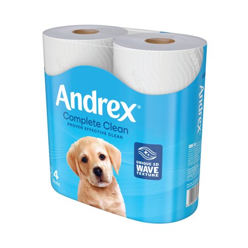 Andrex Complete Clean Toilet Tissue Standard 4x6 Rolls White (Pack of 24) 4480125