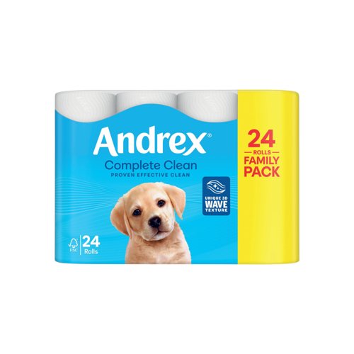 Andrex Complete Clean Toilet Roll 2-Ply 190 Sheets Per Roll (Pack of 24) 4970614