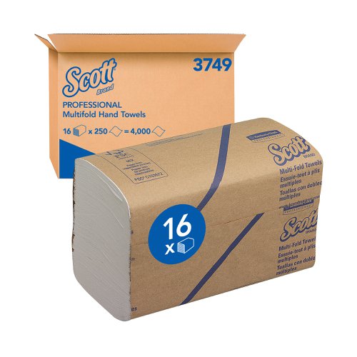 Scott Multifold Hand Towels 250 Sheet White (16 Pack) 3749