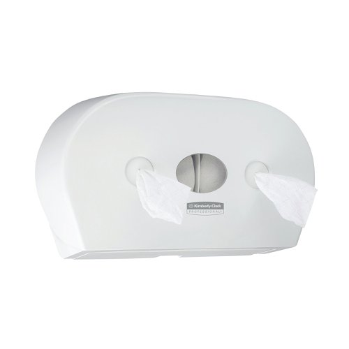 Aquarius Mini Twin Centrefeed Toilet Tissue Dispenser White 7186