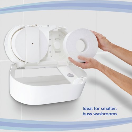 Aquarius Mini Twin Centrefeed Toilet Tissue Dispenser White 7186