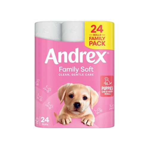 Andrex Family Toilet Roll 2-Ply 170 Sheets Per Roll (Pack of 24) 4978918