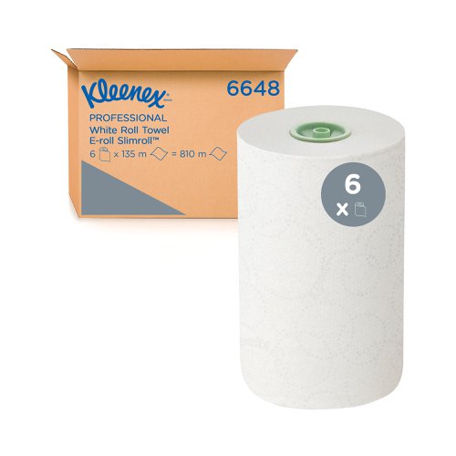 Kleenex Slimroll 1-Ply Hand Towels Rolled E-Roll White (Pack of 6) 6648