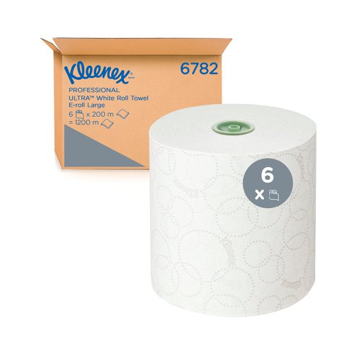 Kleenex 2-Ply Hand Towels Rolled E-Roll Large White (Pack of 6) 6782