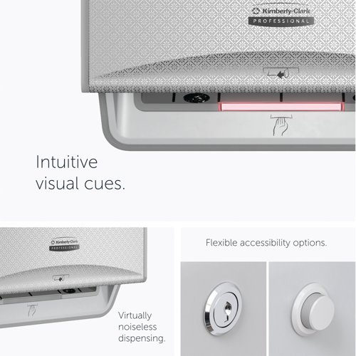 Kimberly Clark ICON Automatic Rolled Hand Towel Dispenser Grey and Faceplate Silver Mosaic 53691