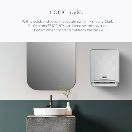 Kimberly Clark ICON Automatic Rolled Hand Towel Dispenser Grey and Faceplate Silver Mosaic 53691
