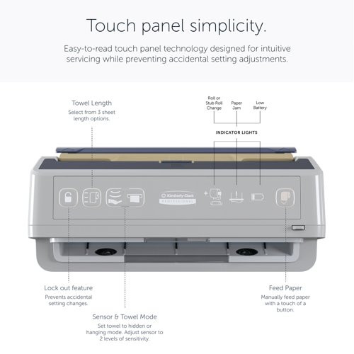 Kimberly Clark ICON Automatic Rolled Hand Towel Dispenser Grey and Faceplate Silver Mosaic 53691