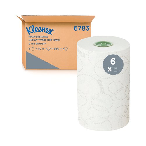 Kleenex Ultra Slimroll 2-Ply Hand Towels Rolled E-Roll White (Pack of 6) 6783