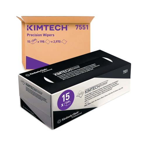 Kimtech Science Precision Wipes 1-Ply x198 Wipes White Pack of 15 7551