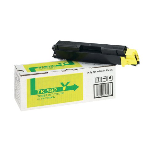 KETK01731 Kyocera TK-580Y Yellow Toner Cartridge (2800 page capacity) 1T02KTANL0