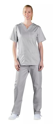 Professional Smart Scrub V-Neck Top: Comfortable Medical Workwear in 11 Vibrant Colours Pale Grey 3X
