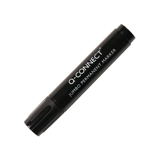 KF00270 | This Q-Connect Jumbo Permanent Marker is ideal for creating bold presentations, displays and projects. The large chisel tip provides a line width of 7.0-13.0mm for a wide variety of writing and drawing applications. The permanent black ink is designed not to fade, for vibrant, clear and long lasting writing. This pack contains 10 black markers.