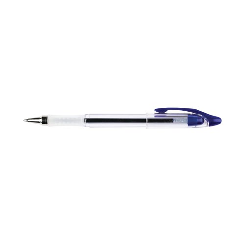 KF00376 | This Q-Connect Delta Ballpoint Pen has an ergonomically designed barrel with a special comfort grip to allow protracted use. The transparent design allows you to view remaining ink levels for efficient use and the blue gel ink is quick drying to help prevent smudging. These blue pens come supplied in a pack of 12.