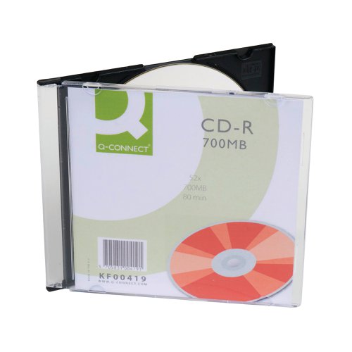 KF00419 | If you want an easy way to store a number of different files in a variety of forms, then you need these Q-Connect writable CD's. Each one of these CDs can take up to 700MB of data or 80 minutes of standard compression audio. Almost every computer has a CD drive and these disks are a perfect way to utilise this fact to provide you with storage that is perfect for keeping files when you are on the go.