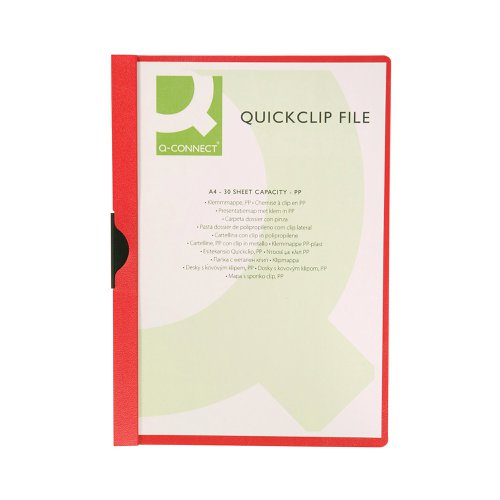 Q-Connect Quickclip File 3mm A4 Red (Pack of 25) KF00461 KF00461