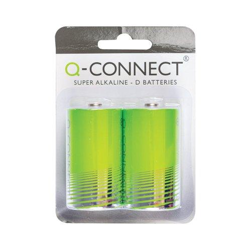 KF00491 | Q-Connect D Batteries are the ideal power source for your home or office. Suitable for general use but with a high performance, these batteries power your devices with reliability and consistancy. Subject to Q-Connect's high standards of manufacture, these alkaline batteries have no added mercury content for your safety. The most economical product possible for your battery needs. Q-Connect offer high quality office supplies designed to give your business an effective solution to all your stationery needs.