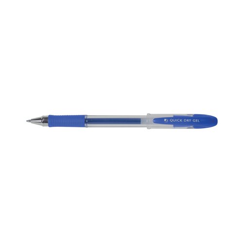 KF00679 | This Q-Connect Gel Pen provides you with writing that is smooth and consistent, with crisp blue gel ink that is designed to dry quickly to prevent smudging and loss of legibility. The barrel is clear to allow you to monitor remaining ink levels before it runs out. A soft rubber grip helps you to write continuously without suffering from discomfort or pain, giving striking and smooth results. These blue pens are supplied in a pack of 12.