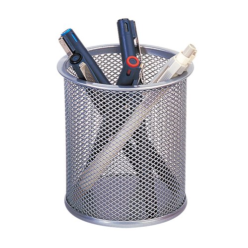 KF00846 | Keep your desktop or workspace organised and tidy with this Q-Connect Mesh Pen Pot. Store pens, pencils, highlighters, rulers and more in easy reach for quick access. The silver pen pot has a durable mesh construction and measures W86 x D86 x H105mm.