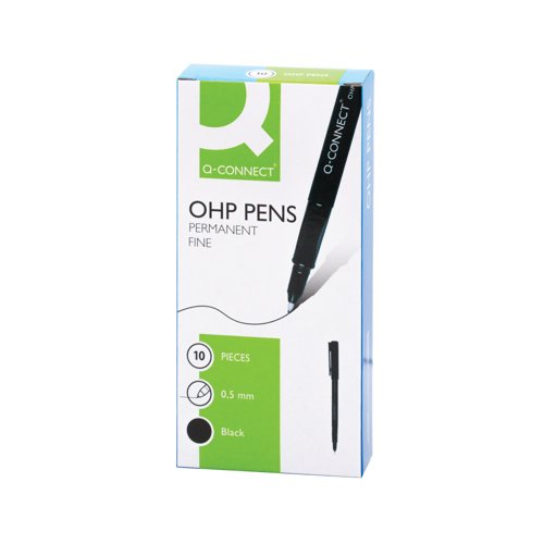 Q-Connect OHP Pen Permanent Fine Black (Pack of 10) KF01068