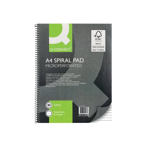 Q-Connect Ruled Margin Spiral Soft Cover Notebook 160 Pages A4 (5 Pack) KF01072 | VOW