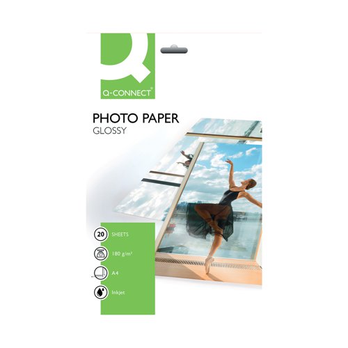 Q-Connect A4 Gloss Photo Paper 180gsm (20 Pack) KF01103 Specialist Papers KF01103