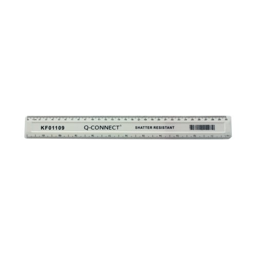 Q-Connect Shatter Resistant Ruler 30cm White (Pack of 10) KF01109Q KF01109Q