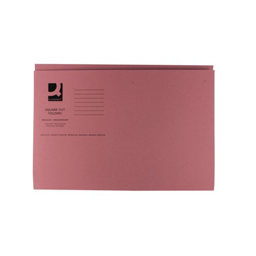 Q-Connect Square Cut Folder Mediumweight 250gsm Foolscap Pink (Pack of 100) KF01187 Square Cut Folders KF01187