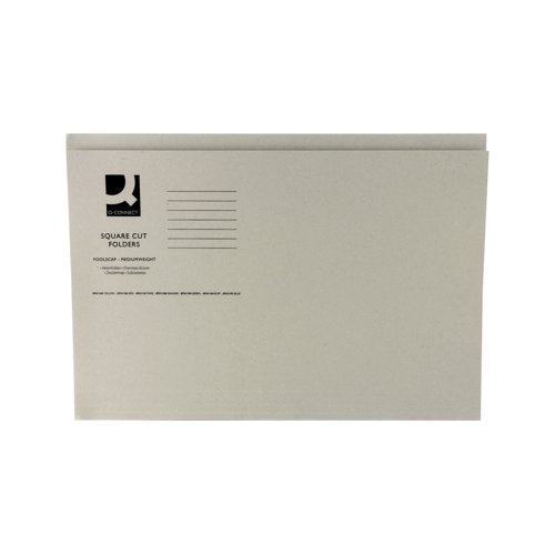 Q-Connect Square Cut Folder Mediumweight 250gsm Foolscap Buff (Pack of 100) KF01190 KF01190