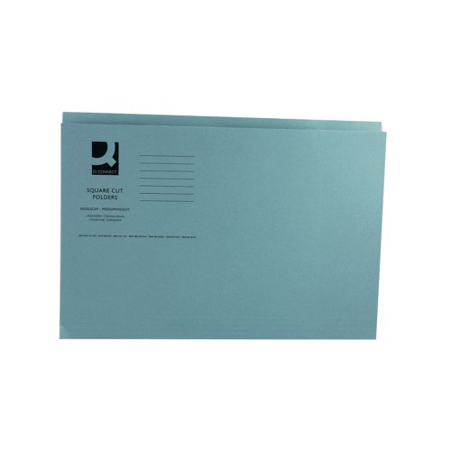 Q-Connect Square Cut Folder Mediumweight 250gsm Foolscap Blue (Pack of 100) KF01191 KF01191