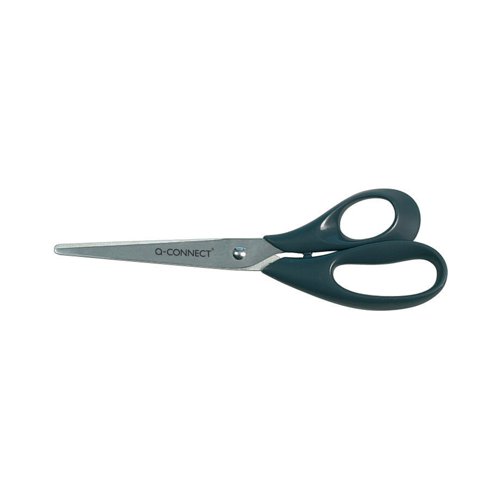 Q-Connect Ergonomic All Purpose Scissors 210mm Stainless Steel Blades Black Handle CKF01227