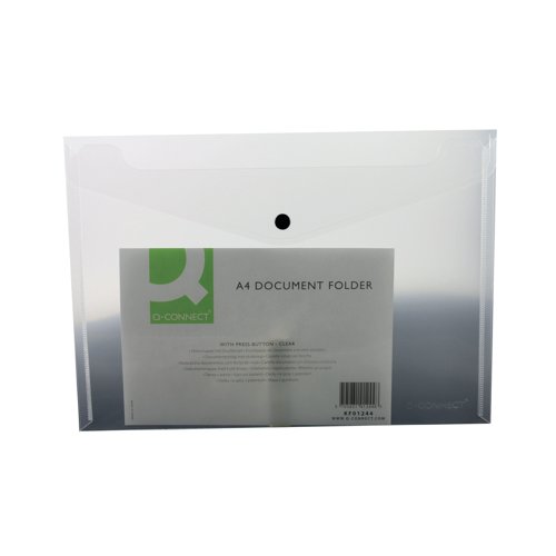 Q-Connect Polypropylene Document Folder A4 Clear (Pack of 12) KF01244Q Document Wallets KF01244Q