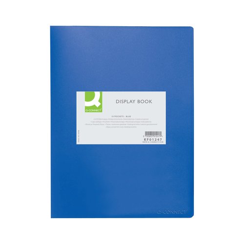 Q-Connect Polypropylene Display Book 10 Pocket Blue KF01247 Display Books KF01247