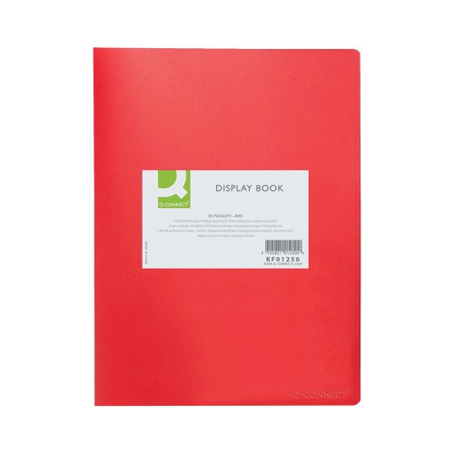 Q-Connect Polypropylene Display Book 20 Pocket Red KF01250 | KF01250 | VOW