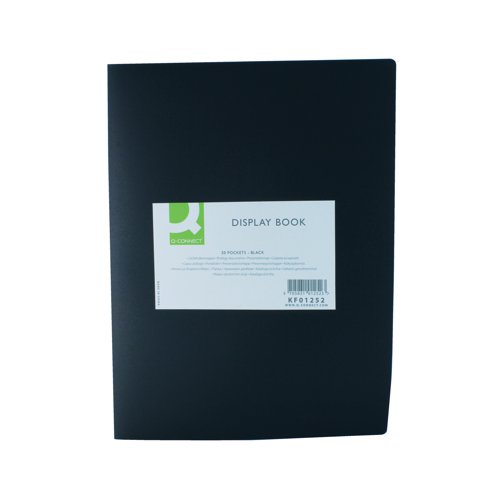 Q-Connect Polypropylene Display Book 20 Pocket Black KF01252 Display Books KF01252