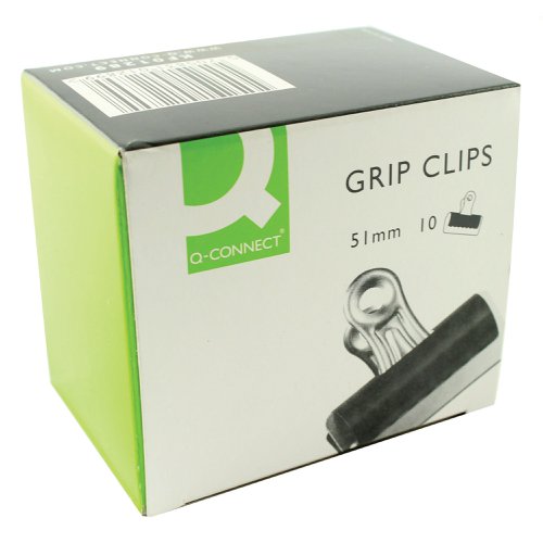 Q-Connect Grip Clip 51mm Black (10 Pack) KF01289 Paper Clips & Binders KF01289