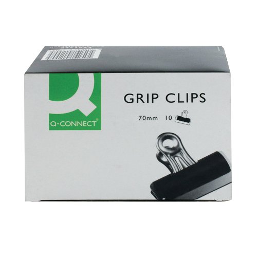 Q-Connect Grip Clip 70mm Black (10 Pack) KF01290 Paper Clips & Binders KF01290