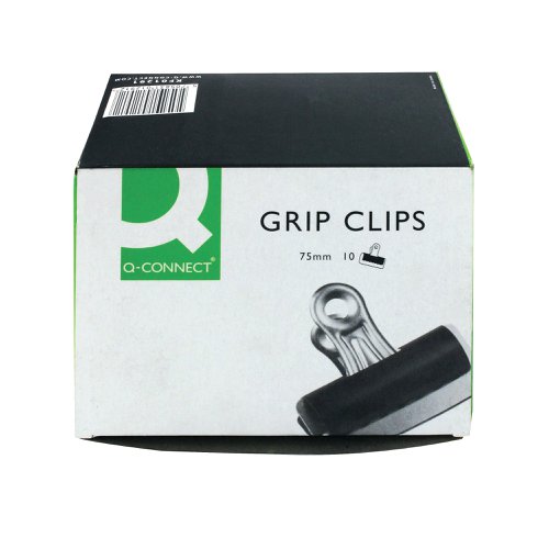 Q-Connect Grip Clip 75mm Black (10 Pack) KF01291 Paper Clips & Binders KF01291