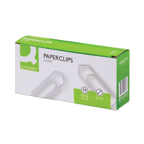 Q-Connect Paperclips No Tear 26mm (Pack of 1000) KF01307Q Paper Clips & Binders KF01307Q