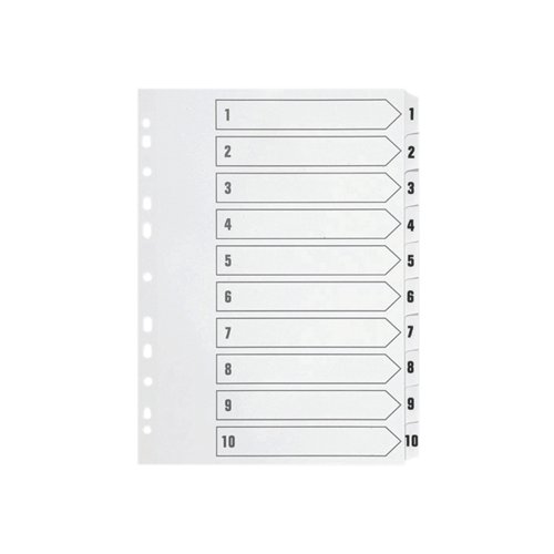 Q-Connect 1-10 Index Multi-punched Polypropylene White A4 KF01353