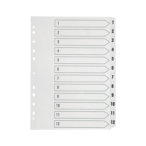 Q-Connect 1-12 Index Multi-punched Polypropylene White A4 KF01354