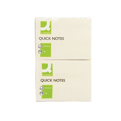 Q-Connect Quick Notes 76x102mm Yellow (Pack of 12) KF01410 Repositional Notes KF01410