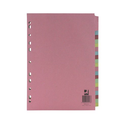 Q-Connect 20-Part Subject Divider Multi-Punched A4 (Pack of 20) KF01517Q Plain File Dividers KF01517Q