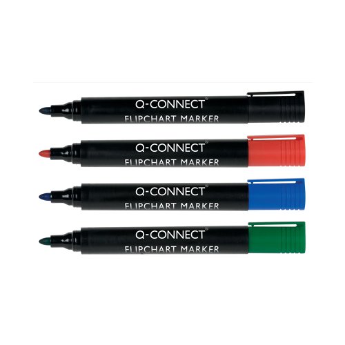 Q-Connect Flipchart Marker Pen Bullet Tip Assorted (Pack of 4) KF01551 | VOW