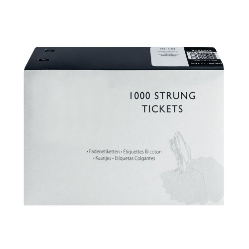 Strung Ticket 37x24mm White (1000 Pack) KF01618