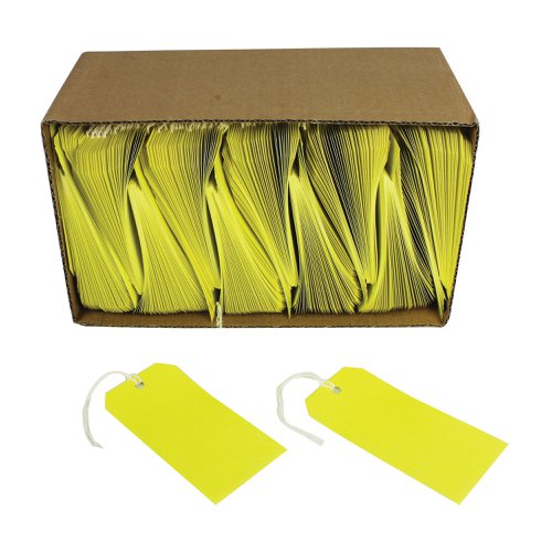 Strung Tags 120x60mm Yellow (1000 Pack) KF01626 Tags & Tickets KF01626