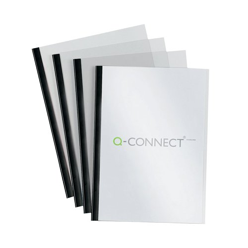 These Q-Connect Slide Binder and Cover Sets help you create simple, inexpensive and professional looking bound reports and presentations. The 5mm binders come with a clear front cover, which protects contents and presents your documents to their best advantage. This pack contains 20 black A4 slide binders with clear covers.